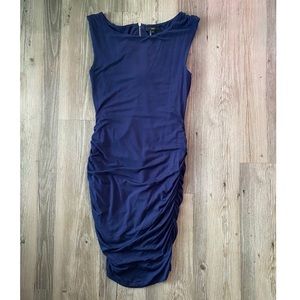 Tart Sleeveless Bodycon Midi Dress w/Ruched Detail